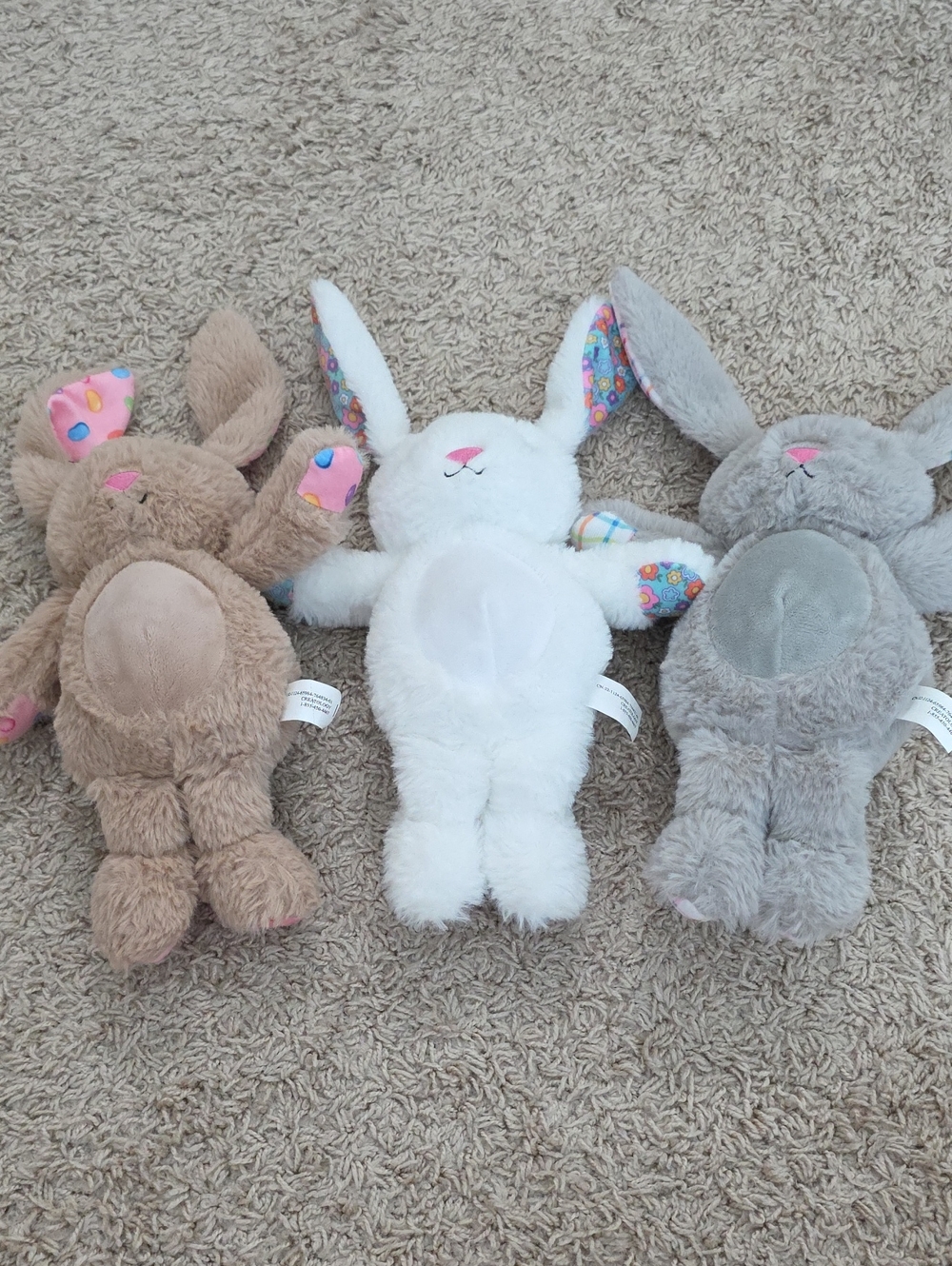 Plush Bunny Stuffed Animal - White, Brown, Gray